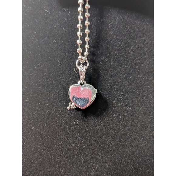 Heart Locket Charm Keychain Silver Tone Ball Chain Jewelry Box Accessory - Picture 4 of 5